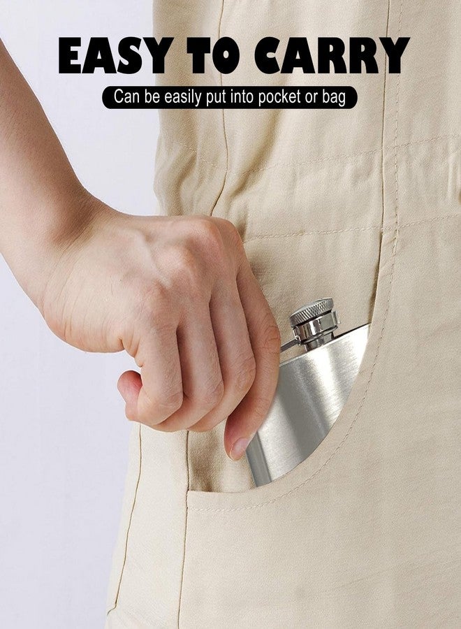 Quacc 8 oz Hip Flask with Funnel, Stainless Steel Portable Pocket Flask for Men (Silver) - Image 2